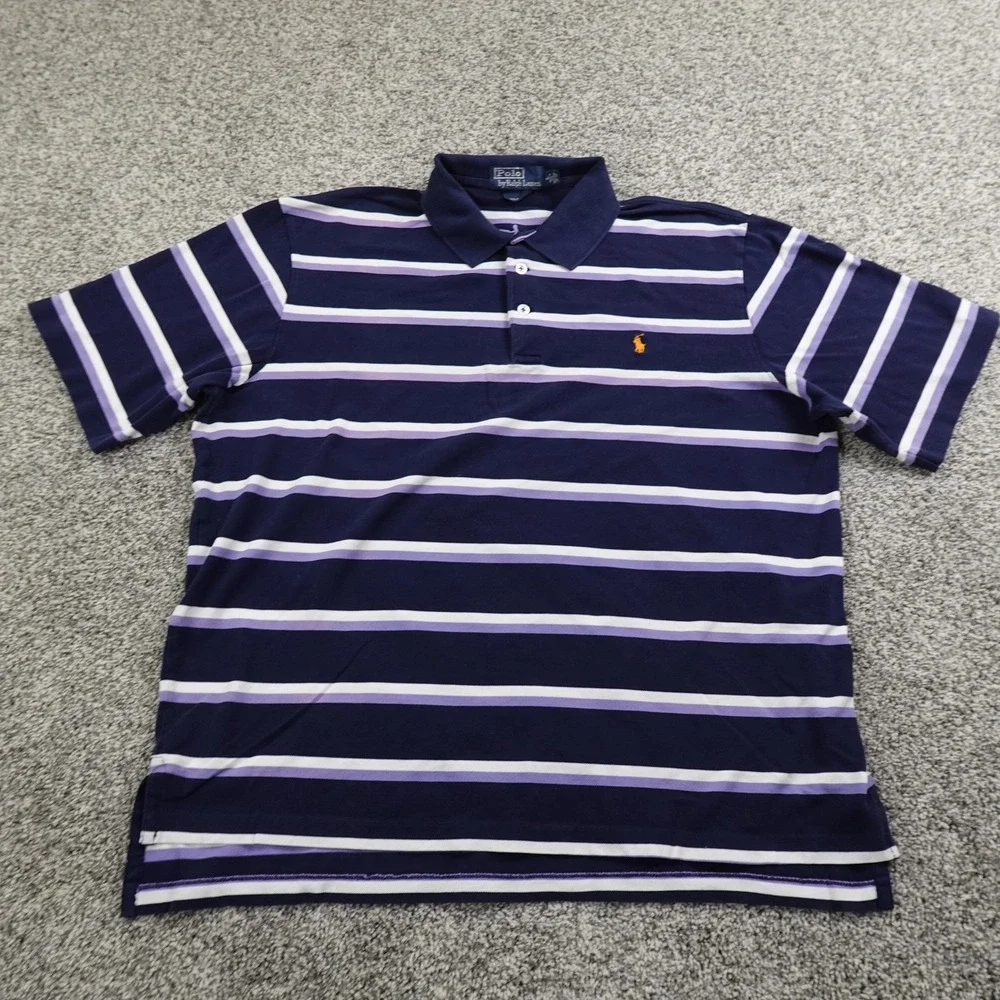 VTG Polo Ralph Lauren Polo Shirt Mens L Blue Golf Fit Pony Casual Preppy 90s Y2K